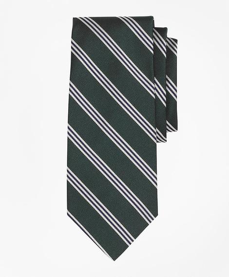 Erkek koyu yeşil çizgili repp kravat